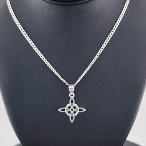 New Sterling Silver 925 Witch’s Knot Necklace – Wiccan Pagan Protection Amulet